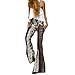 Elevin(TM) Womens Ankle Length Printed Stretch Flare Bell-Bottoms Pants Trousers (M, Multicolor 1)