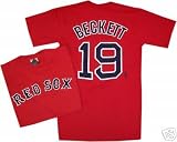  : Josh Beckett 19 Boston Red Sox Red Name and Number Adult T-Shirt
