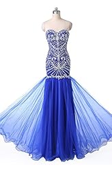 Strapless Mermaid Beaded Crystal Crystals Lace Cap Sleeves Floor Length Evening Dress/Prom Dress/Party Dress/Wedding Dress 