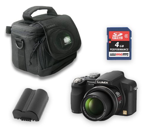 Panasonic Lumix DMC-FZ18 Noir batterie Photoprimus CGA-S006, 1200mAh - Bilora 314 Pro Digital - ExtreMemory Carte 4 GB SDHC Classe 6