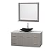 Wyndham Collection 48" Single Bathroom Vanity in Gray Oak, White Man-Made Stone Countertop, Arista Black Granite Sink, and 36" Mirror