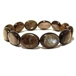 Mica Bracelet 01 Stretch Black Gold Oval Crystal Healing Beaded Natural Stone Rock Iridescent Sheen