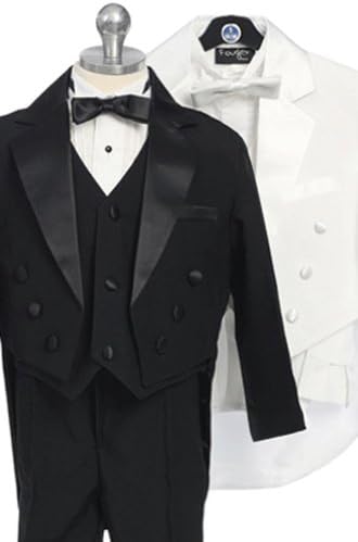 Fougerkids 5 Piece White Boys Wedding Tuxedo W/tail Size 16