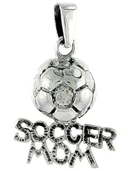 Sterling Silver Soccer Mom Soccer Ball Talking Pendant, 3/4 inch tall