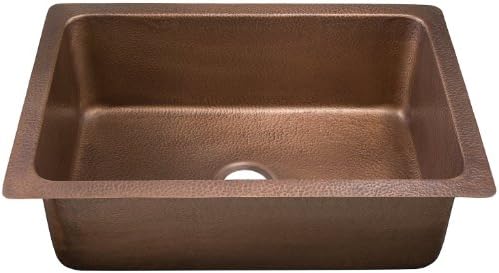 Thompson Traders Limited Editions 30 x 20 inches Pisa Hand Hammered Single Bowl Drop-In or Under-Mount Copper Kitchen Sink