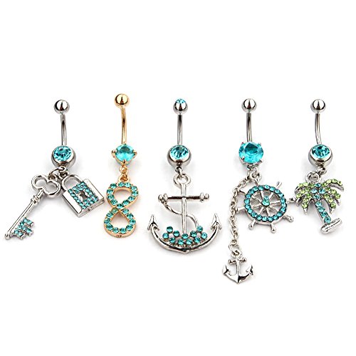 Vcmart 5pcs Belly Button Rings Body Jewelry Piercing Wholesale