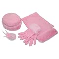 Women's Solid Color Fleece Winter Set - Hat, Scarf, Gloves with Faux Fur Trim