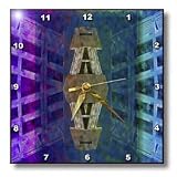 Jos Fauxtographee Abstract - A Building in Hues of Red, Purple and Blue with a Sponged Backdrop - Wall Clocks