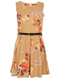 Floral Pleat Frankie Dress in Mustard.