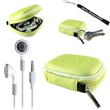 Earphone Case - Clamshell Style with Zipper Enclosure, Inner Pocket, and Durable Exterior! + Includes a 4-inch eBigValue Determination Hand Strap as a gift!! + Includes a Set of Hi-Fi Noise-Reducing Ear Buds Headphones for your MP3 Players 3.5mm stereo Jack