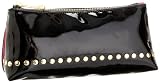 Rebecca Minkoff Allison Pencil Case Small Leather Good,Black Cat/Flu Pink,one size