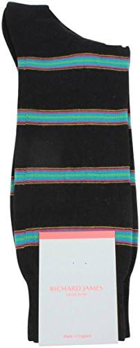 Black Maranon Quad Stripe Socks by Richard James