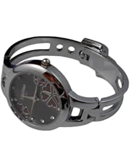 BestOfferBuy Women Fashion Lucky Four Leaf Clover Bangle Bracelet Wrist Watch Black