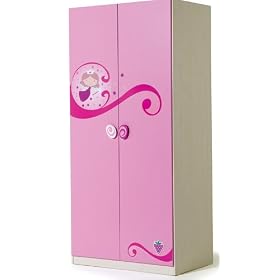 Girls Pink Fairy Princess Two Door Wardrobe - Children's Bedroom Furniture