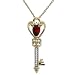 10k Yellow Gold Lab-Created Ruby and Diamond Heart-Key Pendant, 18