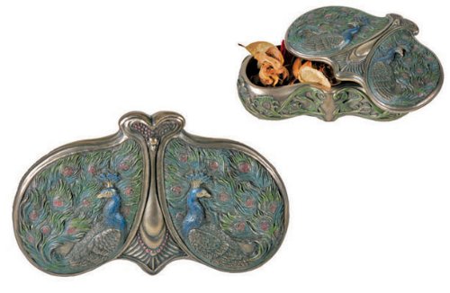 Art Nouveau - Dbl Peacock Box - Collectible Fairy Decoration Container