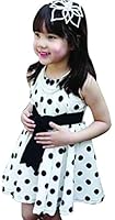 EASY Little Girls Polka Dot Sleeveless Bowknot A-line Princess Dress