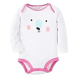 ベビー服 ボディスーツ　女の子　ロンパース ベビーウェア 出産祝い ノースリーブ プリンセス　可愛い 長袖 新生児 (18-24m, R06　ホワイト熊)