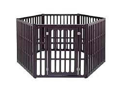 IRIS Plastic Exercise / Containment Pet Pen for Dogs, 6 Panel, Brown