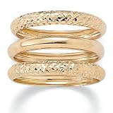 Set of Three Diamond-Cut and Polished Bands 10k Gold