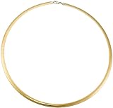 14k Yellow Gold and Sterling Silver 4mm Reversible Omega Chain Necklace, 17