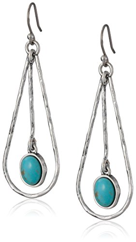 Lucky Brand Oblong Turquoise Colored Hoop Earrings