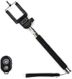 Selfie Stick Monopod with Bluetooth Remote, iOS and Android compatible - With luxury pouch - Color: Black