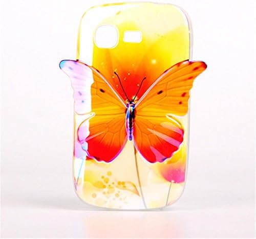 S5312 Case Galaxy S5312 TPU Case,MOUSE Monster 3D Light Discolor Butterfly Design Orange Hesperiidae Butterfly Premium Flexible Soft TPU Slim Straight Talk Case Cover for Samsung Galaxy Pocket Neo S5312