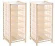 ORGANISER: SET of 2 Canvas & Wood Shoe Storage Racks for 24 pairs