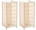 ORGANISER: SET of 2 Canvas & Wood Shoe Storage Racks for 24 pairs