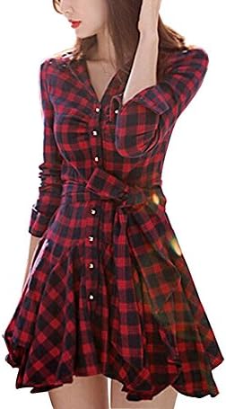 Innovateyfm Women's Casual Long Sleeve Evening Short Dress XX-Large Red