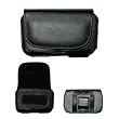Executive Black Horizontal Leather Side Case Pouch with Belt Clip and Snap Belt Loops for Blackberry Storm 2 9550