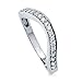 BERRICLE Sterling Silver Wedding Rings Pave Set Cubic Zirconia CZ Curved Half Eternity Ring for Women, Rhodium Plated Size 4-10