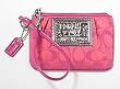 Coach Signature Poppy Wristlet Case Bag for IPOD Melon/Magenta