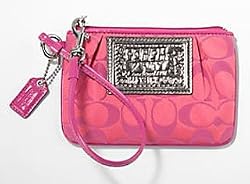 Coach Signature Poppy Wristlet Case Bag for IPOD Melon/Magenta