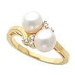 14K Yellow Gold Akoya Cultured Pearl and Diamond Ring - 6.50mm