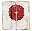 Chinese brocade pillow cover with zippered access - white and burgundy