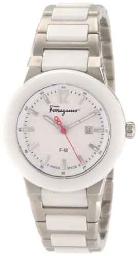 Ferragamo Women's F53SBQ98101 S981 F-80 Quartz 3-Hands White Ceramic Watch