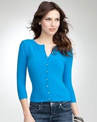 Puff Sleeve Rhinestone Button Cardigan