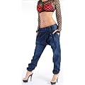 Sexy Damen Aladin Haremsjeans Hose Boyfriendcut Pump Blau XXS 32 - L 40