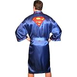 Classic Men's Superman "S" Logo Blue Satin Robe