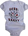 Little Rippers - "Born Lucky" Cards Toddler Onesie White : Size 12-18 Months