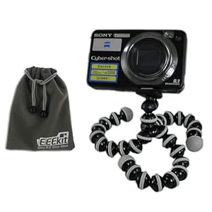 EEEKit for Camera, Webcam, Octopus Style Portable Adjustable Flexible Tripod Grip Stand Holder + EEEKit Protective Storage Pouch Gray for Free