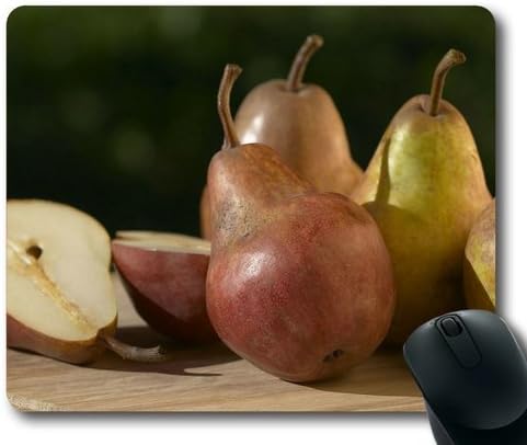 New Design Mousepad Pears Fruit On Wooden Platter Wallpaper Mouse Pad Non-Slip Neoprene Standard Size 9 Inch(220mm) X 7 Inch(180mm) X 1/8 Inch(3mm)