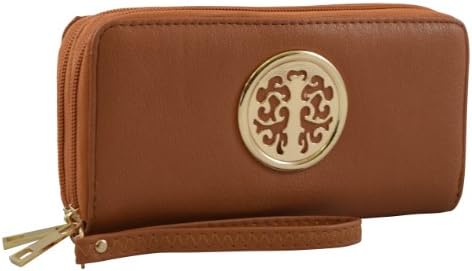 Patzino Fashion Collection, Women's Zip-Around Wallet/Clutch With Metal Logo