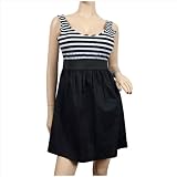 Black White Stripe Print Plus Size Mini Dress