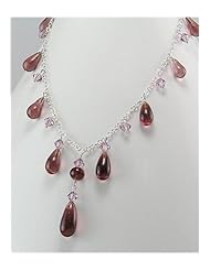 Purple Glass Necklace In 92.5 Sterling Silver