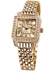 Gemorie Women Fashion Square Shape Cubic Zirconia Watch with Steel Band in Rose Gold Plating (129009-RG)