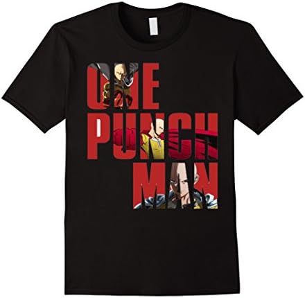 Men's One Punch Anime SAITAMA T-Shirt 8 Large Black