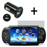 BW LCD Screen Film Guard Screen Protector for Sony Playstation PS Vita + USB Car Adapter -Clear